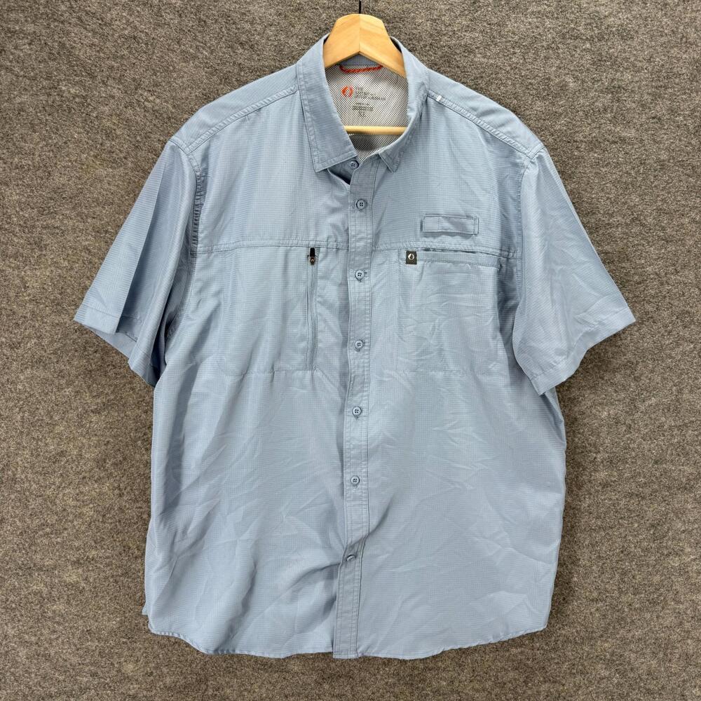 American Outdoorsman Shirt Men XL Blue Button Up Collared Short Sleeve Pockets